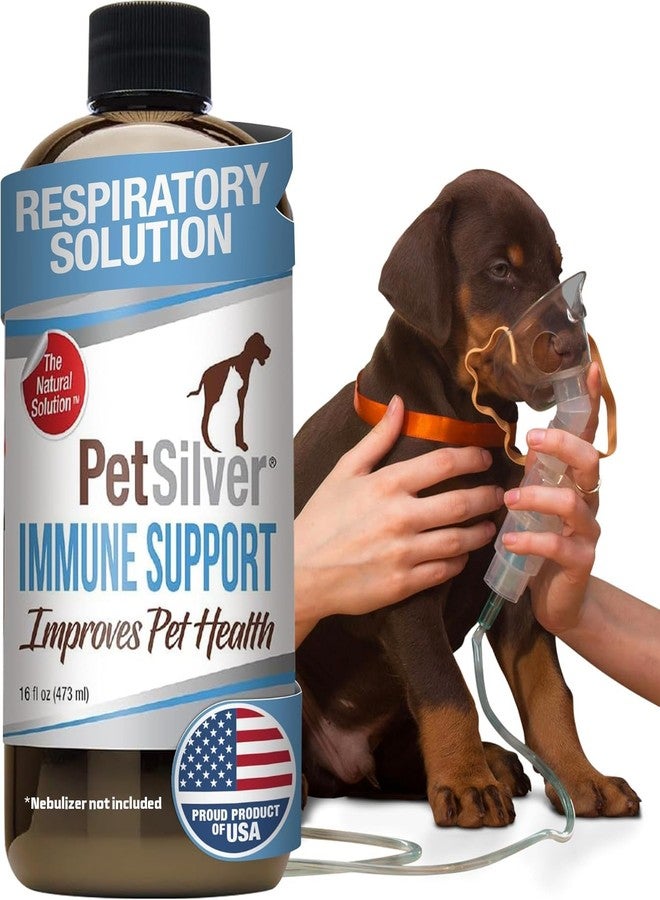 PetSilver Immune Support, Natural Nebulizer Solution, Promotes Respiratory Health in Cats & Dogs, Allergies, Sinus & Cough Treatment, Easy to Use, Patented Chelated Silver, Made in The USA, 16 fl oz - Image 1